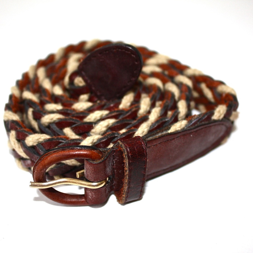 Braided Jute and Leather Belt